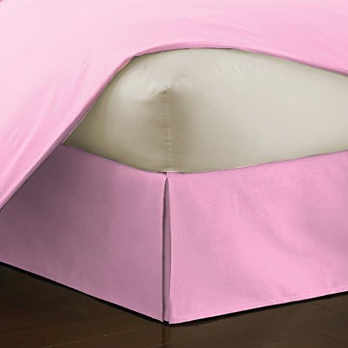 The OuTNet Hotel Collection Bedding 500-Thread-Count 100% Egyptian Cotton Short Queen Damask Solid 1pc Bed Skirt With 28" Drop Length, Pink