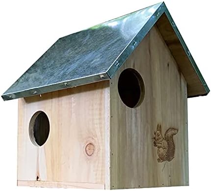 Selections Wooden Squirrel Nest Box Habitat With Metal Roof 29x26x24 cm