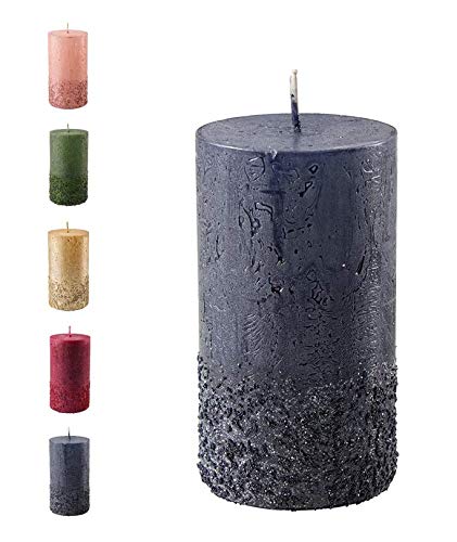 Beautiful & Modern Advent Candles - Pack of 2 - Rustic Finish - Candles/Pillar Candles - Christmas/Christmas Wreath/Advent Wreath (Black, Height: 11cm)