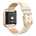 Simpeak Leather Band with Case Frame Compatible with Fitbit Blaze Smartwatch, Small Size with Frame, Genuine Leather Band Replacement for Fitbit Blaze, Beige Rose Gold Metal Frame