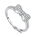 Serend SPILOVE 18k White Gold Plated White Cubic Zirconia CZ Band Bow Ring Fashion Women Jewelry, Size 5.5