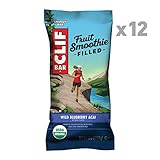 CLIF Fruit Smoothie Filled - Organic Energy Bar - Wild Blueberry Acai Flavor - (1.76 Ounce Protein Snack Bar, 12 Count)