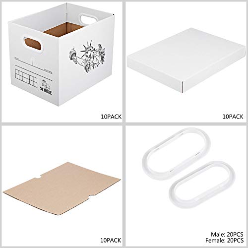 SEMAXE Storage Boxes Carton Boxes, 10-Pack 14" x 11" x 10" File Boxes Tape-Free Fast-fold Easy Carry