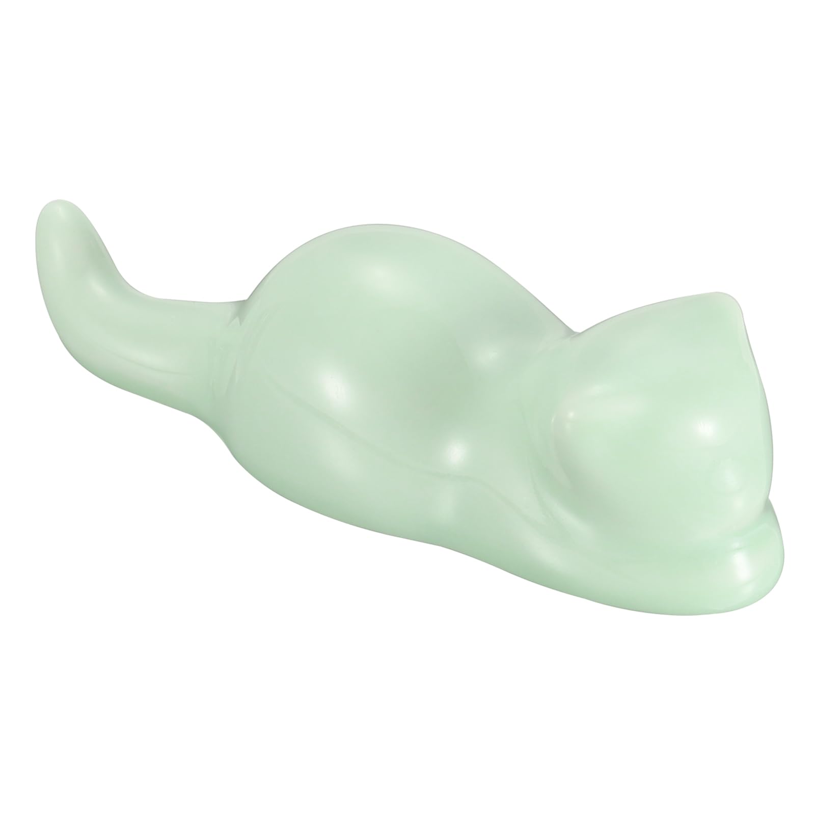 PATIKIL Calligraphy Writing Brush Rack, 2 Ports Ceramic Brush Holder Cat Shaped Cute Pen Rest for Desktop Classroom Office and Place Brushes Pen, Green