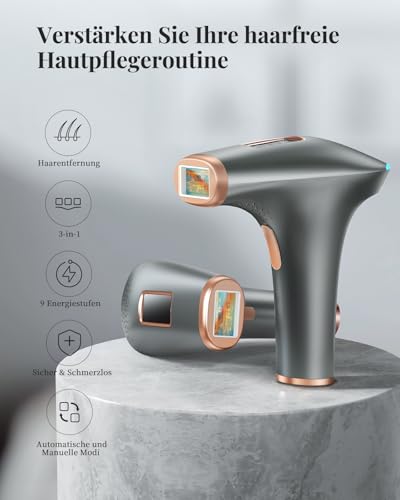Haarlosy IPL Devices Hair Removal Laser - Painless Hair Removal Device with 3 Advanced Functions HR/SC/RA, 9 Levels, 999,900 Flashes at Home for Women, Men, Armpits, Bikini, Legs, Body