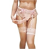 Manguo Lace Trimmed Suspender Sissy Stockings Men Sexy Thigh High Transparent Garter Belt Pantyhose