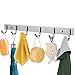 OUNONA Wall Coat Rack Coat Hooks Wall Mounted Stainless Steel Hook Rack for Clothes(6 Hooks)