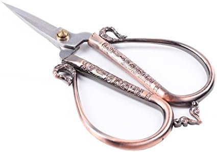 BIHRTC 6.3 Inches Classic Type Stainless Metal Auspicious Clouds Scissors Stitching Shears DIY Instruments for Needlework,Embroidery, Stitching, Craft, Artwork Work & On a regular basis Use (Copper)