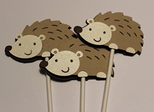 Woodland Hedgehog cupcake toppers - Hedgehog baby shower, birthday party, party decorations