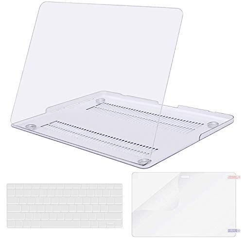 MOSISO Case Only Compatible with Older Version MacBook Pro Retina 13 inch (Models: A1502 & A1425) (Release 2015 - end 2012), Plastic Hard Shell & Keyboard Cover & Screen Protector, Crystal Clear