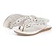 Tenworld Women Summer Bohemia Flat Sandals Flower Beads Beach Flip-Flop Shoes (8, White)
