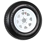 15" White Spoke Trailer Wheel with Bias ST205/75D15 Tire Mounted (5x4.5) bolt circle