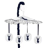 Sweet Jojo Designs Navy White and Gray Woodland Deer Boys Musical Baby Crib Mobile