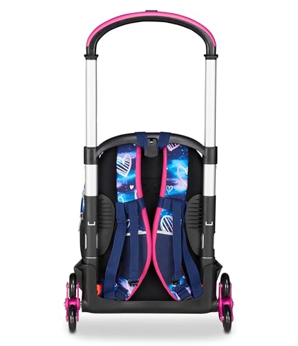 Seven School Trolley Flex 3 Wheels, Fuchsia Violet, Backpack with Detachable Trolley 31 L, with PC Pocket, Bottle Pocket, Multipurpose Middle and Upper School, Girl Backpack
