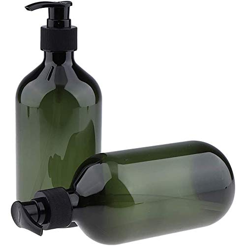 POFET 2x Empty Translucent PET Shampoo Conditioner Pump Bottles Container 500ml