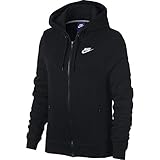 NIKE Sportswear Women's Full Zip Hoodie, Black/Black/Black/White, Small