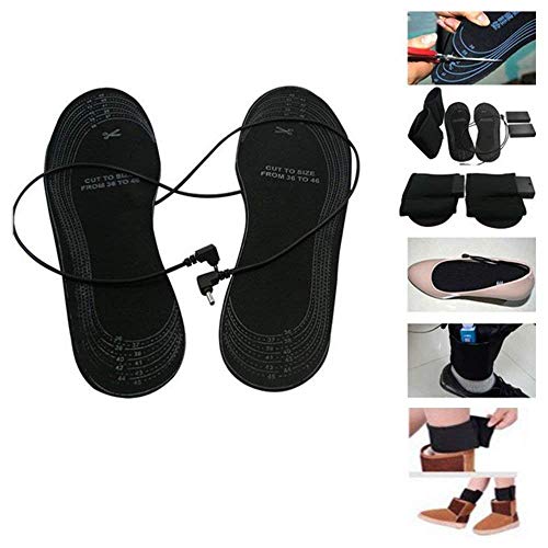 Heated Insole,Cut-to-Fit 36-46 Multiple Sizes Unisex Flexible Rechargeable Heated Shoes Insoles Battery Powered Heating Warm Shoe Pad for Hunting, Fishing, Hiking, Camping