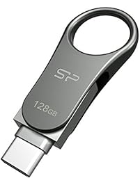 Silicon Power C80 128GB Flash Drive Type C Swivel Dual Flash Drive (USB-A 3.0/ USB-C) Ready for Smartphones, Tablets and New Macbook (SP128GBUC3C80V1S)