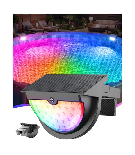 DeeprBetter 2026 Amélioré Lumiere Piscine Hors Sol Solaire, Lampe Piscine LED Etanche IP68 à RGB Couleur Changeant, Eclairage Piscines avec 10 Modes de Lumières, LED Piscines sans Fil pour Jardin