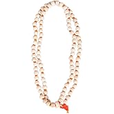 Generic Long Tulsi Kanthi White & Brown Mala Original - 3 Round Brown Wooden Mala for Neck Wearing, Regular