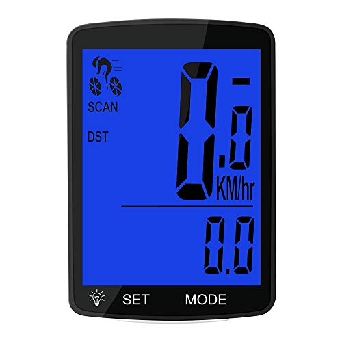 MACUNIN Bicycle Cycling Computer Multi Function Wireless Waterproof Bike Speedometer Odometer with 3” Large LCD Display and Backlight (Backlight-Blue)