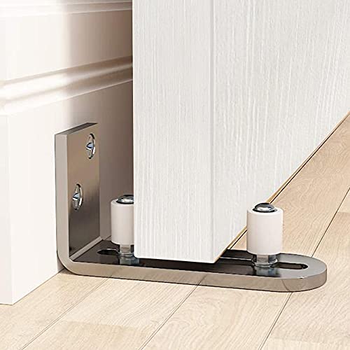 Adjustable Floor Guide for Sliding Door Wall/Door Bottom Guide Barn Door Roller Guide,Sliver