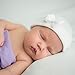 Melondipity White Ribbon Hat with Cute White Bow and Ribbon | Nursery Cap with 2-ply Fabric for Newborn Baby Girl
