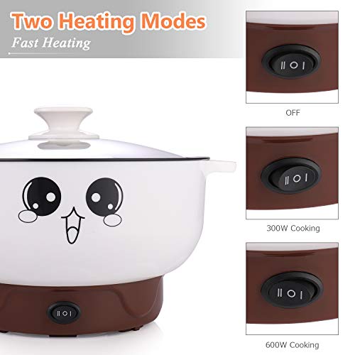 MINGPINHUIUS 4-in-1 Multifunction Electric Cooker Skillet Wok Electric Hot Pot For Cook Rice Fried Noodles Stew Soup Steamed Fish Boiled Egg Small Non-stick with Lid (2.3L, without Steamer) - Thumbnail 3