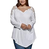 KESEE Clearance Plus Size Shirt ☀ Plus Size Tops, Women's Lace Tops Loose BlouseV-Neck Long Sleeve T-Shirt (XL-5XL)