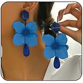 Boho Large Flower Dangle Earrings Pearl Flower Bud Earring Teardrop Layered Petal Dangle Drop Earrings Fashion Jewelry Accessaries for Women