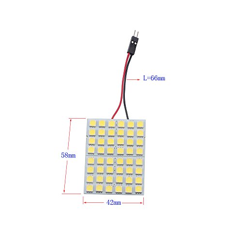 GLL Super White Energy-Saving 5050 48-SMD LED Panel Dome Light Auto Car Interior Reading Plate Light Roof Ceiling Interior Wired Lamp+T10 BA9S Festoon Adapter-10PCS - Thumbnail 2