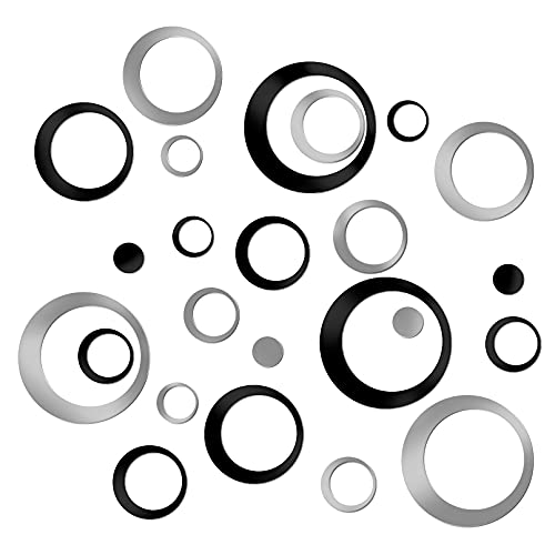 aooyaoo 24PCS Acrylic Circle Mirror Wall Stickers,DIY Mirror Stickers