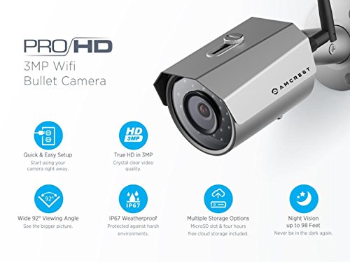 Amcrest 2K 3MP Wireless Outdoor Security Camera ProHD