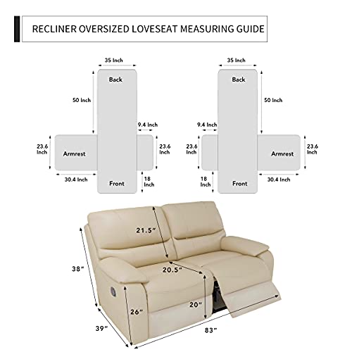 EasyGoing Oversized Loveseat Recliner Cover, Reversible Couch Cover