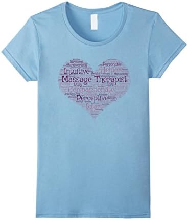 Womens Massage Therapist Word Cloud T-shirt in Heart Shape Medium Baby Blue