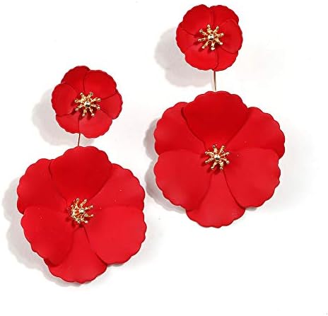 Boho Stud Earrings for Women - Chic Flower Statement Earrings with Gold Flower Bud, Great for Sister, Mom, Lover and Friends