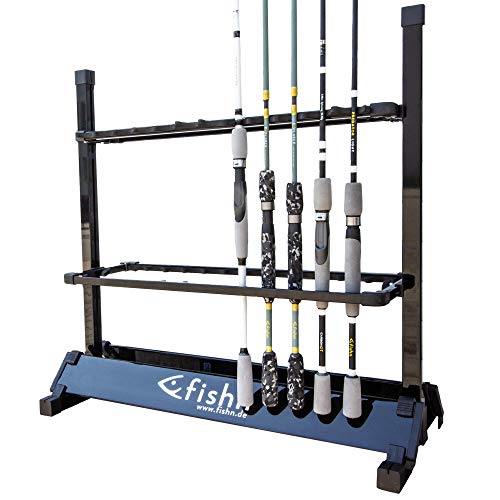 FISHN® Rutenständer für 24 Angelruten aus hochwertigem Aluminium, Rutenhalter, Angelrutenhalter - 72 x 70 x 30 cm