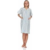 Dream8teen Women's Snaps Front Closure House Dress Short Sleeve Woven Housecoat Duster Lounger Robe
