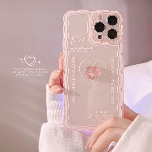 Ownest Compatible for iPhone 14 Pro Max Cute 3D Pink Heart Slim