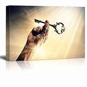 Canvas Prints Wall Art - Key in Human Hand Concept of Struggle,Determination and Success | Modern Wall Decor/Home Decoration Stretched Gallery Canvas Wrap Giclee Print & Ready to Hang - 12" x 18"
