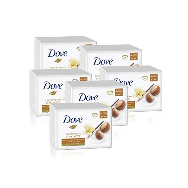Dove-Purely-Pampering-Shea-Butter-Beauty-Bar-4x100g-Pack-of-6-Total-24-Bars Dove Purely Pampering Shea Butter with ¼ moisturising cream Beauty Bar soap for softer, smoother, healthier-looking skin…