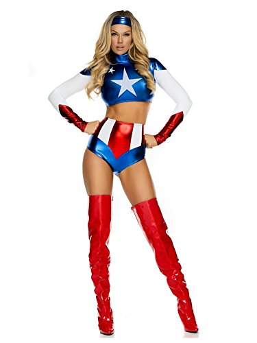 Forplay Women's Pretty Patriot Star Spangled Hero Top with Shorts