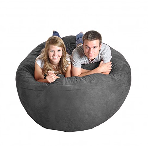 SLACKER sack 6-Feet Extra Large Foam Microsuede Beanbag Lounger, Charcoal