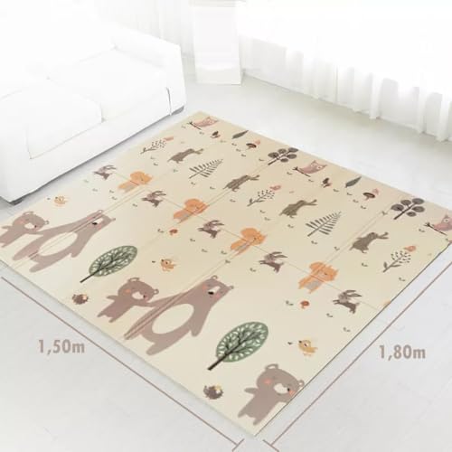 Tapete Infantil Emborrachado Térmico Antiderrapante Dobrável Atividades Dupla Face 6mm 1,80x1,50m