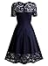 MissMay Women's Vintage 1950s Floral Lace Contrast Elegant Cocktail Swing Dress
