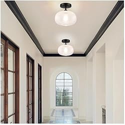 Semi Flush Mount Ceiling Light,Black Hallway Light