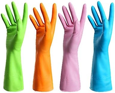 Foyojo 4-Pairs Reusable Waterproof Household Nitrile Gloves for Kitchen Dish Washing Laundry Cleaning Medium Car-washing