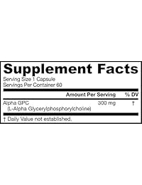 Jarrow Formulas Alfa GPC, 300 mg, 60 veggie caps..., AGPC, 60, 1, 1