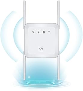 1200Mbps WiFi Range Extender Wireless Signal Repeater Booster, Dual Band Expander, 4 Antennas 360° Full Coverage, Extend WiFi Signal to Smart Home & Alexa Devices (White)