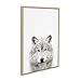 Kate and Laurel Sylvie Wolf Animal Print Black and White Portrait Framed Canvas Wall Art by Simon Te Tai, 23x33 Natural
